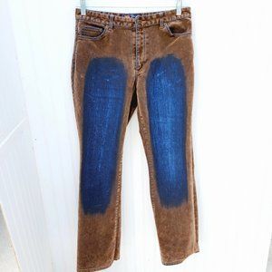 Route 66 Women Stretch Fit Jeans Size 12 Brown Velvet Faded /Distressed Design